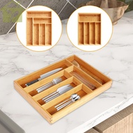 Bamboo Drawer Organizer 5/6 Compartments Bamboo Drawer Box Divided Drawer Silverware Tray Kitchen Dr