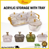 6IN1 Bekas Biskut With Tray Set / Acrylic Bekas Kuih Raya / Snack Tray / Bekas Makanan / Cookies Con