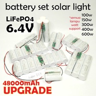bateri lampu solar light LiFEPO4 6.4V 18000mAh rechargeable battery set repair upgrade LED spotlight