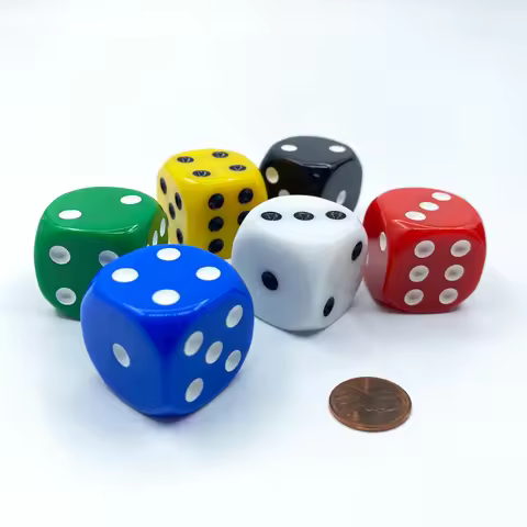 6pcs/Set Acrylic 25mm Opaque Colorful Round Corner 6 Sided D6 Point Dice For Family Board Game