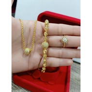 Emas Suasa Set (Rantai Tangan + Leher + Cincin)