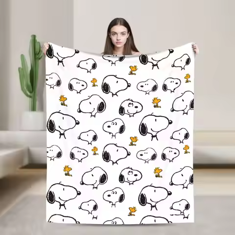 Snoopy & Woodstock Pattern Blankets Fleece Funny Soft Throw Blankets for Bedspread Winter