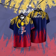 Tshirt jersi sublimasi Unisex kolar Tee lengan pendek Malaysia ke-67 Merdeka 2024 reka bentuk sublim