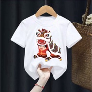Wholesale price CNY t-shirt with lion dancing boy image, shirt for children from 6kg-30kg.AT04.