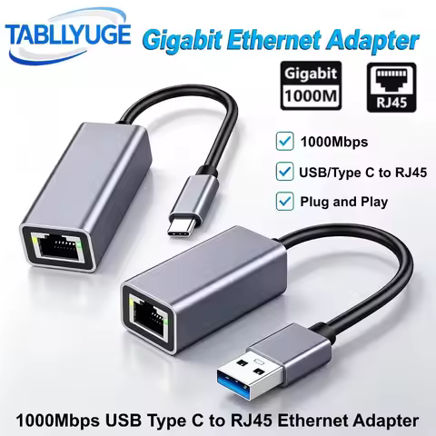 TABLLYUGE USB Type C Ethernet Adapter 1000Mbps USB 3.0 USB-C to RJ45 Ethernet Wired Network Card for