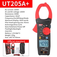 UNI-T Digital Clamp Meter UT205A + UT206A + 1000V AC DC เครื่องทดสอบแรงดันไฟฟ้าแอมป์มิเตอร์ดิจิตอลคว