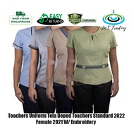 2022 Teachers Uniform Tela Deped Standard Small To Medium Size Female 2021 W Embroidery