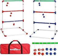 WIn SPORTS Ladder Toss Outdoor Game Set Indoor Ladder Ball Toss Game with 6 Weighted Bolos, Carrying