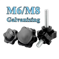Galvanized 6 Star Handle Screw Thumb Screw Knurled Star Knob Hardware-M6/M8*L=16-50mm【ZHX-SZG-WJ-1】