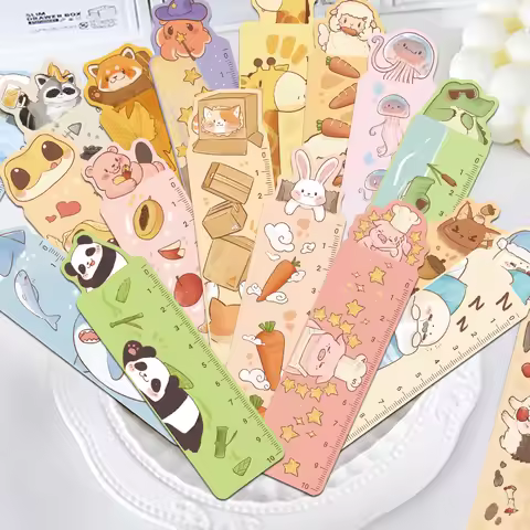 30pcs Cartoon Cute Animals Ruler Bookmarks Reading Pages Books Tagged School Stationary Supplies Aes