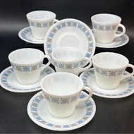Vintage JAJ Pyrex Chelsea cup & saucer (6 pairs)