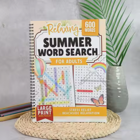 A4 Large Print Summer Word Search Book 600 Words Puzzles for Adults Stress Relief Relaxation Brain G