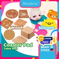 Realeos Cute Kitchen Fibre Wood Board Heat Resistance Coaster Table Place Mat Cup Coaster Silicone C