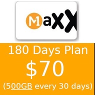 M1 Maxx $70 180 Days Plan (500GB every 30 days) Top Up / Recharge / Renewal