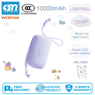 WOPOW SQ80 3C certified (CCC) Slim 10000MAH 22.5W+PD20W power bank with built in cable