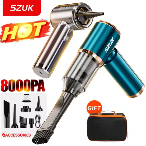 SZUK 8000Pa Portable Car Vacuum Cleaner Powerful Mini Cleaner Cleaning Machine Strong Suction Wirele