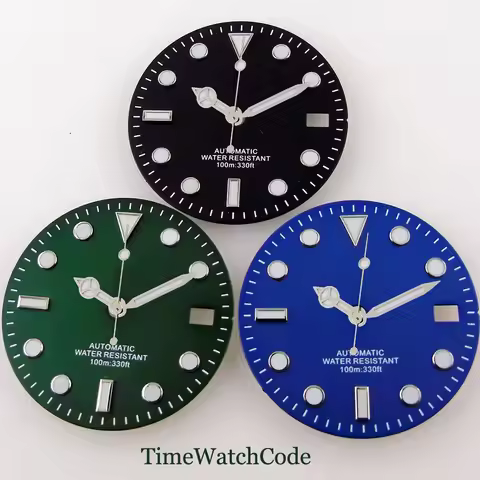 29mm Black Blue Green Watch Dial Hands Fit NH35 NH36 Miyota 8215 821A DG 2813 ETA 2824 2836 PT5000 S