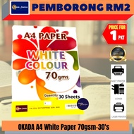 (RM2) OKADA A4 Paper 70gsm - (20's) / Kertas A4 / Copier Paper / Kertas A4 70gsm / White Paper / A4 
