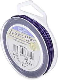 Artistic Wire 1.0 mm Silver Plated Tarnish Resistant Colored Copper Craft Wire, 18 Gauge, 20 ft, Orchid