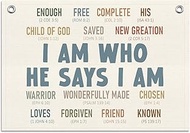 Christian Tapestry Wall Hanging Banner, I am Who He Says I am Bible Verse Poster, Reading Corner Tap