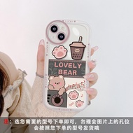 Little Fat Girl Music Little Bear Milk Tea for Oppo A3S/A12E Oppo A7/A5S/A12/A11K A31 2020 F11 F11 PRO A9 2020/A5 2020 A15/A15S straight edge mobile phone case