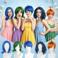 5 Styles Emotion Themed Cosplay Wig Set - Blue Green Orange Short Bob Hair For Joy Sadness Anger Dis
