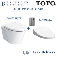 TOTO CW822REJT2 Wall Hung Rimless Toilet Bowl bundle with Washlet TCF4911EZ Electric Bidet Seat