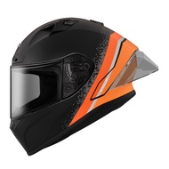 [ZEUS Official Merchandise ZS-826 BK10 Matte Black Orange Full Face Helmet Big Duck Tail Diversion D