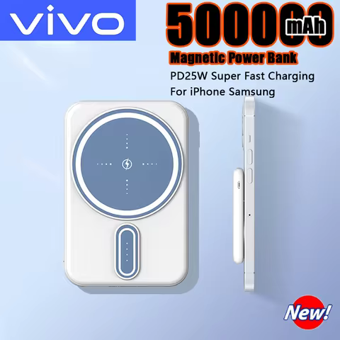 VIVO 500000mAh Magnetic Power Bank 25W Wireless Fast Charger Portable Large Capacity for Magsafe Pow