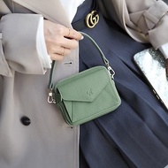 Valen (Melon green) : Mini wallet, short wallet, cow leather, green, Zip pouch