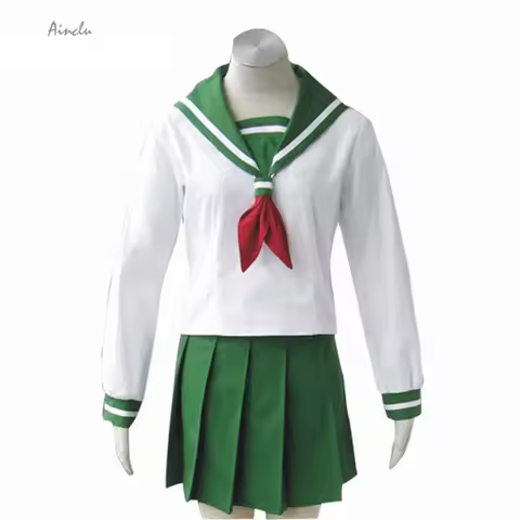 Anime InuYasha Higurashi Kagome School Uniform Girls Sailor Dress Kawaii Outfit