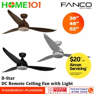 Fanco DC Remote Ceiling Fan with Light 36" / 46" / 52" B-Star