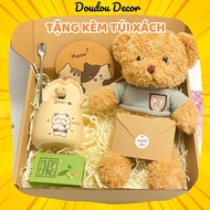 Gift Set of Ceramic Cups, High Quality Bears, Cards, Coasters, Beautiful Accessories Gifts for Girlf