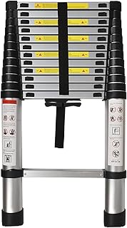 LABLT Aluminum Extendable Ladder Collapsible Ladder Folding Telescoping Ladder, Multi-Use, 330 lbs C