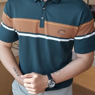 TEMU [ Shui OBM] เสื้อโปโลกอล์ฟผู้ชาย เสื้อโปโลลำลองสำหรับฤดูร้อน ผ้า ลายทางถักไหมพรมบางเบา เสื้อโปโ