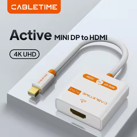 CABLETIME Thunderbolt Mini DP to HDMI Active Adapter M/F Mini DisplayPort To HDMI Cable for MacBook 