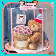 Transparent Mica Plastic Box with Ribbon for Flower Gifts and Cakes Timo GQ25