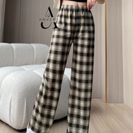ANVERS | Women Plaid Checkered High Waist Slimming Straight Pants P0012