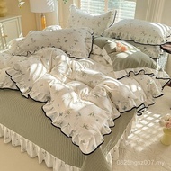 Set Sarung Katil Universal Empat Musim Berkuilt Cadar Tebal Gaya Puteri Baharu 2025 Warna Pepejal Ka