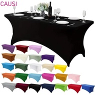 CAUSI High Stretch Tablecloth, Universal 4/6FT Rectangular Table Cloth, Black Elastic Washable Bed C