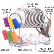 Rak cuci piring wastafel rak piring stainless 2 Susun Minimalis Pengering Piring wash dish Rack