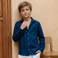 KEMEJA REMEDY KIDS Linen Shirt for Baby Toddler Boys Long Sleeve Casual Eco-Friendly Material Color 