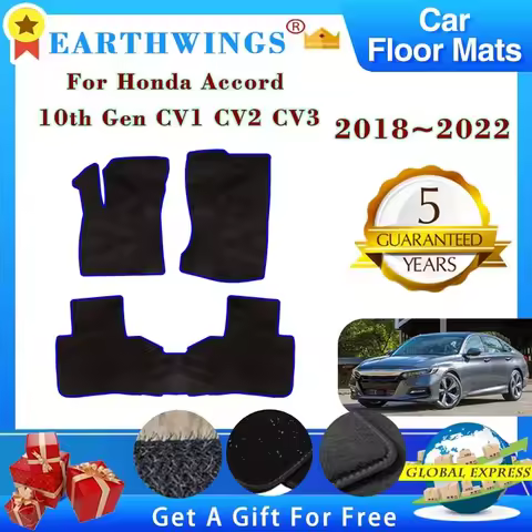 Car Floor Mats For Honda Accord 10th Gen CV1 CV2 CV3 2018~2022 Sedan Rugs Panel Footpads Carpet Cove