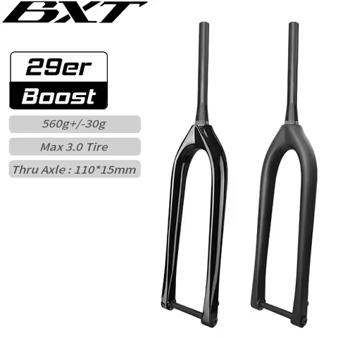 BXT Carbon Mountain Bike Fork 29er MTB Boost Rigid Tapered Carbon Fiber Bicycle Fork Thru Axle 110*1
