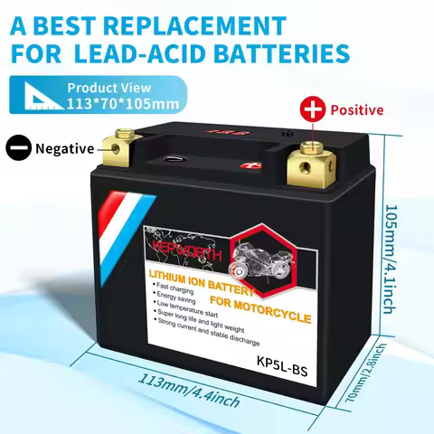 4L-BS/5L-BS 12V 2Ah 3Ah Lithium Motorcycle Battery 160CCA 180CCA LiFePO4 Battery Built in BMS Replac