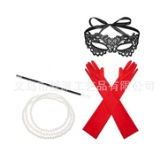 Cruella Deville De Vil Black White  Hair Wig Cosplay Halloween Costume Party Accessories Set