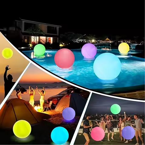 Pool Infaltable Ball - 1 Pack Light Up Beach Balls 8 Light Modes, Pool Beach Games Balls for Outdoor