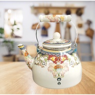 Teko Enamel Tebal 4 Liter Bawah Rata Cerek Enamel Tebal Serasi dengan Periuk Aruhan dan Dapur Gas Ce