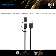 *ORIGINAL* PROLINK USB 2.0 A PLUG TO MICRO USB 2.0 + USB C 2-IN-1 CABLE 1 METER (PB496-0100)