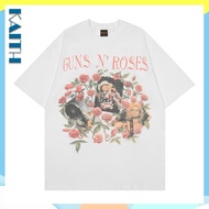 Ready To Send Guns N' Roses, Cotton T-shirt, Graphic Printed Rose Pattern, Oversized, Vintage Style, For Men.